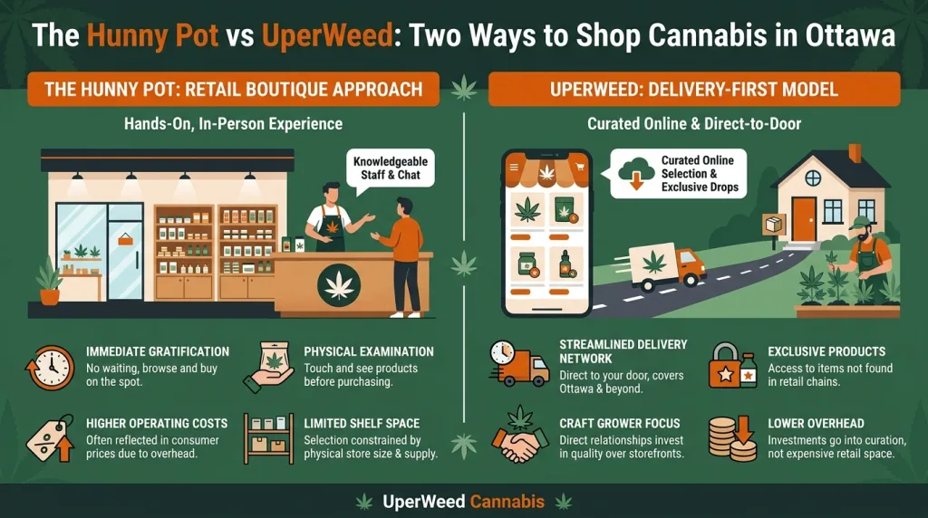 Infographic: The Hunny Pot vs UperWeed: Two Ways to Shop Cannabis in Ottawa