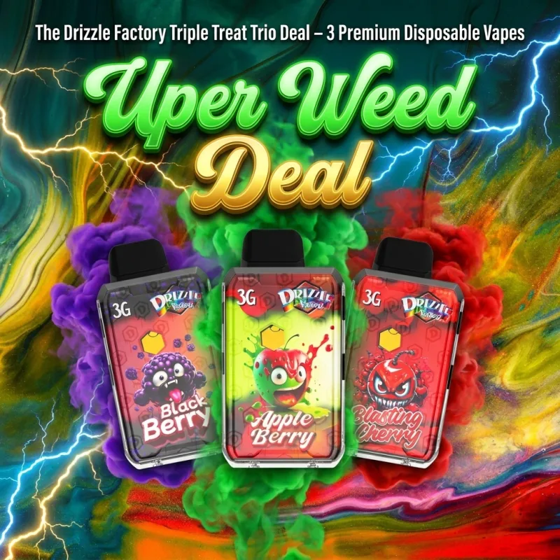 The Drizzle Factory Triple Treat Trio Deal – 3 Premium 3g Disposable Vapes