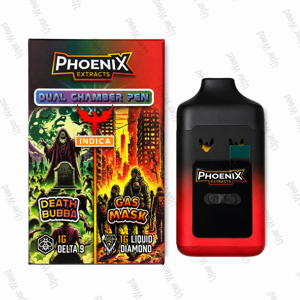 Phoenix 2G Dual Chamber Vape Pen - Death Bubba & Gas Mask (1G/Chamber)