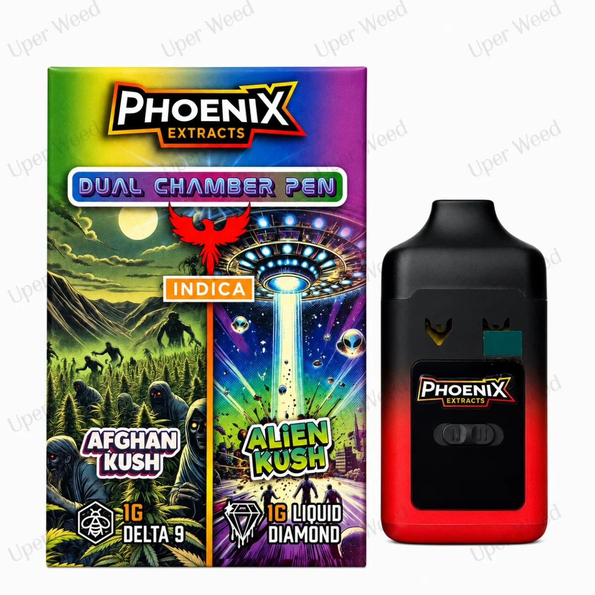 Phoenix 2G Dual Chamber Vape Pen - Afghan Kush & Alien Kush (1G/Chamber)