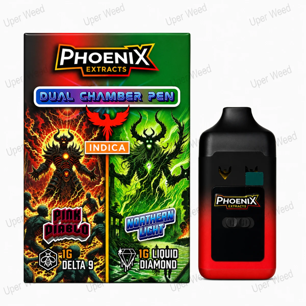 Phoenix 2G Dual Chamber Vape Pen - Pink Diablo & Northern Light (1G/Chamber)