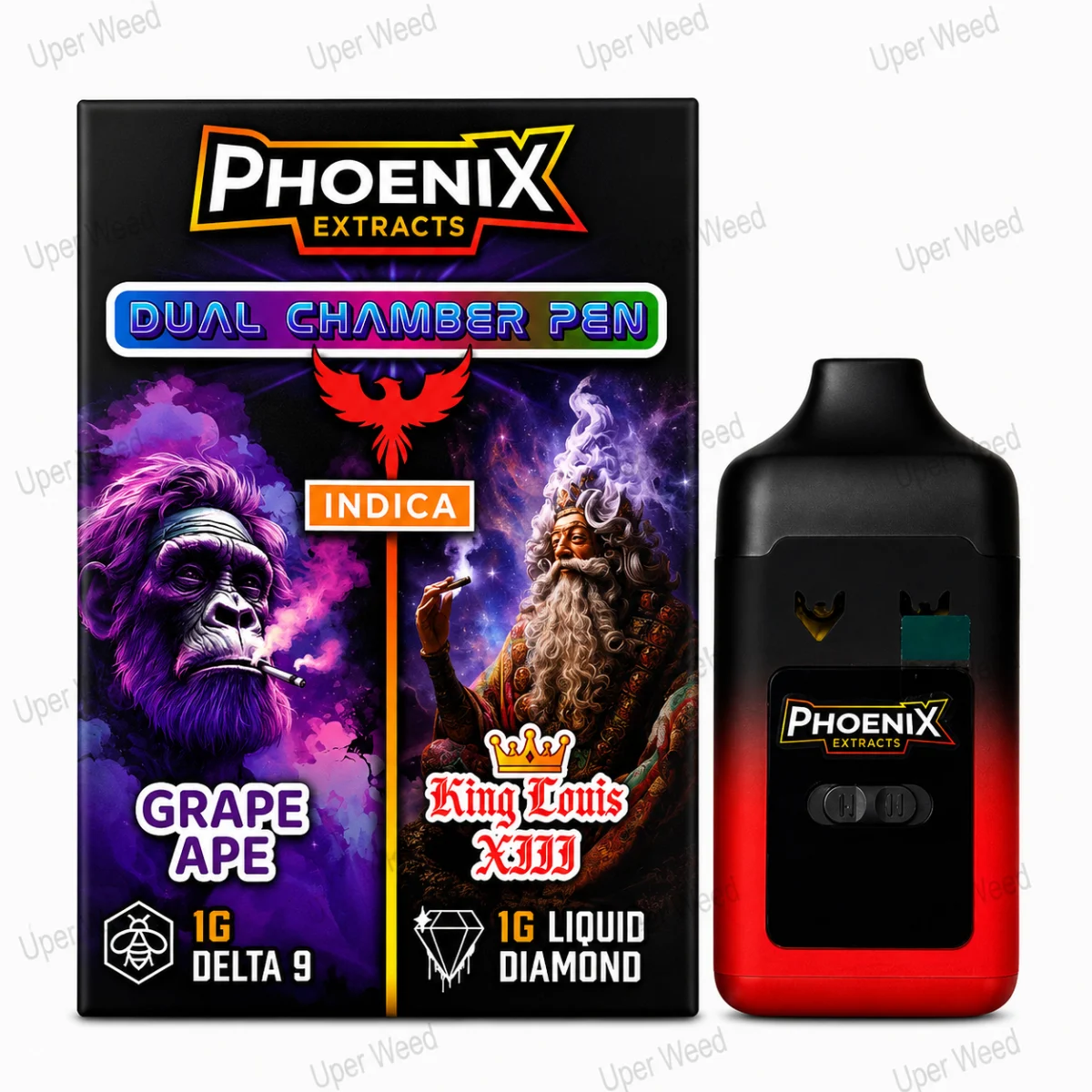Phoenix 2G Dual Chamber Vape Pen - Grape Ape & King Louis XIII (1G/Chamber) photo 1